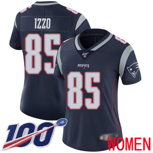 New England Patriots Football 85 Vapor Untouchable 100th Season Limited Navy Blue Women Ryan Izzo Home NFL Jersey